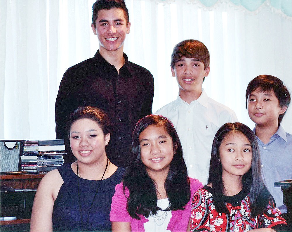 Back row, from left: Nicholas OÃ¢â‚¬â„¢Connor, Ernest Ardon and Joshua Ceballos; front: Nina Eustaguio, Johanna Ceballos and Janine Jao. COURTESY PHOTO
