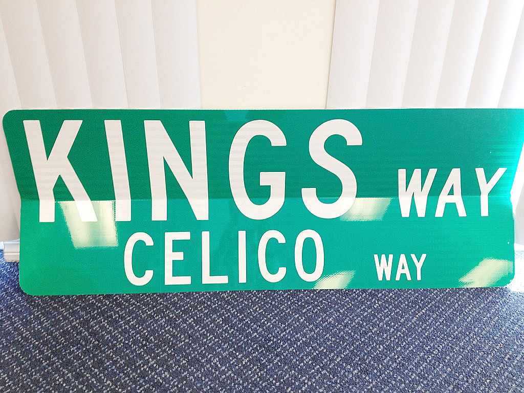 The sign will feature both road names, to avoid driver confusion. PHOTO BY ANDREW O'BRIEN