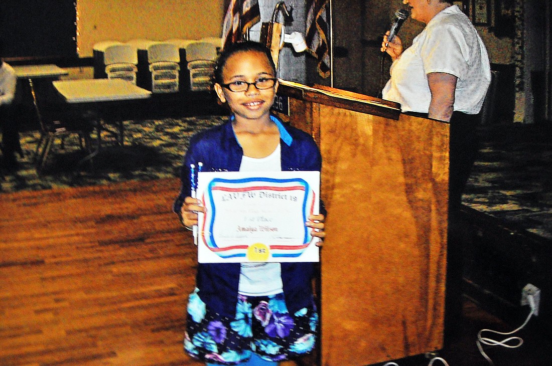 Amaiya Wilson won second place in the state in the Americanism Program essay contest. COURTESY PHOTO