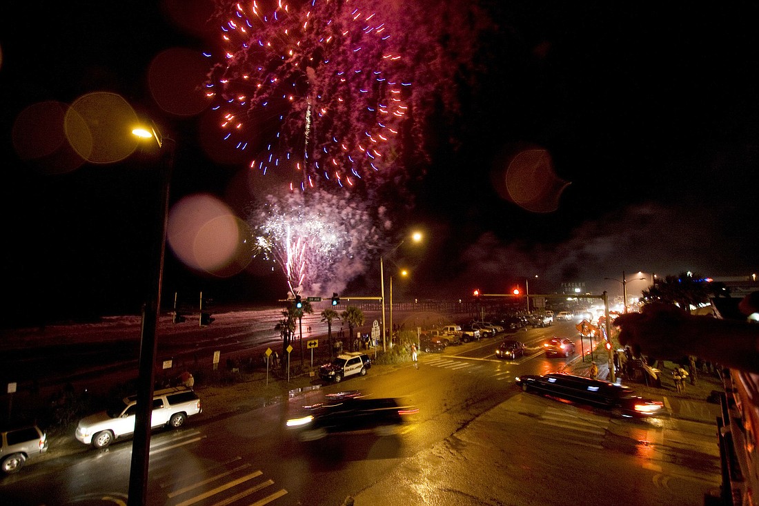 Last yearÃ¢â‚¬â„¢s soggy fireworks show in Flagler Beach was held July 3. FILE PHOTO BY SHANNA FORTIER