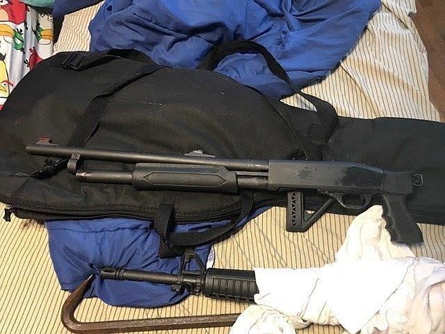 The upper part of the AR-15 that was found in one of the students'   bedrooms (Photo courtesy of DBPD).