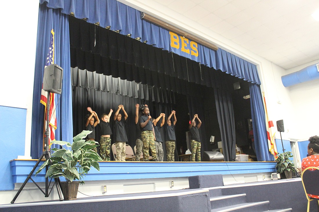 A few Grace Academy students performed a skit called "Break Every Chain" (Photo by Emily Blackwood).