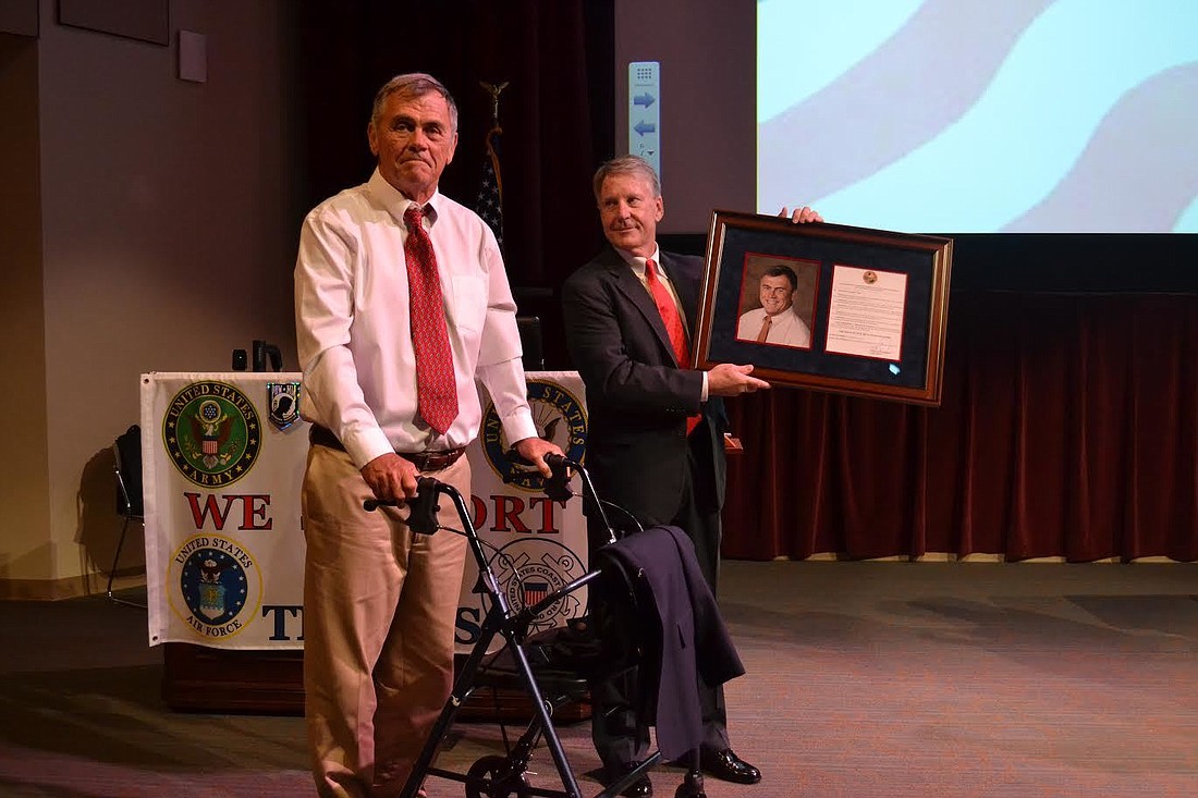 Chief Judge Terence R. Perkins presented the administrative order, officially dedicating the  Judge David B. Beck Veterans Court (Photo courtesy of the 7th Judicial Circuit of Florida)