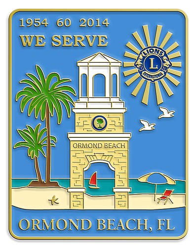 The Ormond Beach Lions Club honored Andy Romano and other longtime club members with this 60th anniversary pin. Photo courtesy Ormond Beach Lions Club.