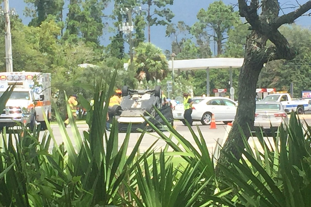 SUV flips over after passenger side collision on Granada last week