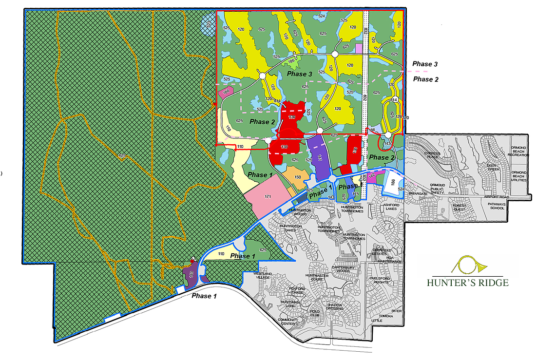 A development plan map of the Hunter's Ridge community in Ormond Beach. Photo courtesy of Larry Vershel Communications.