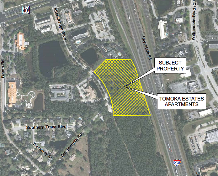 A map of the proposed land for the Tomoka Estates Apartments. Map courtesy of the City of Ormond Beach