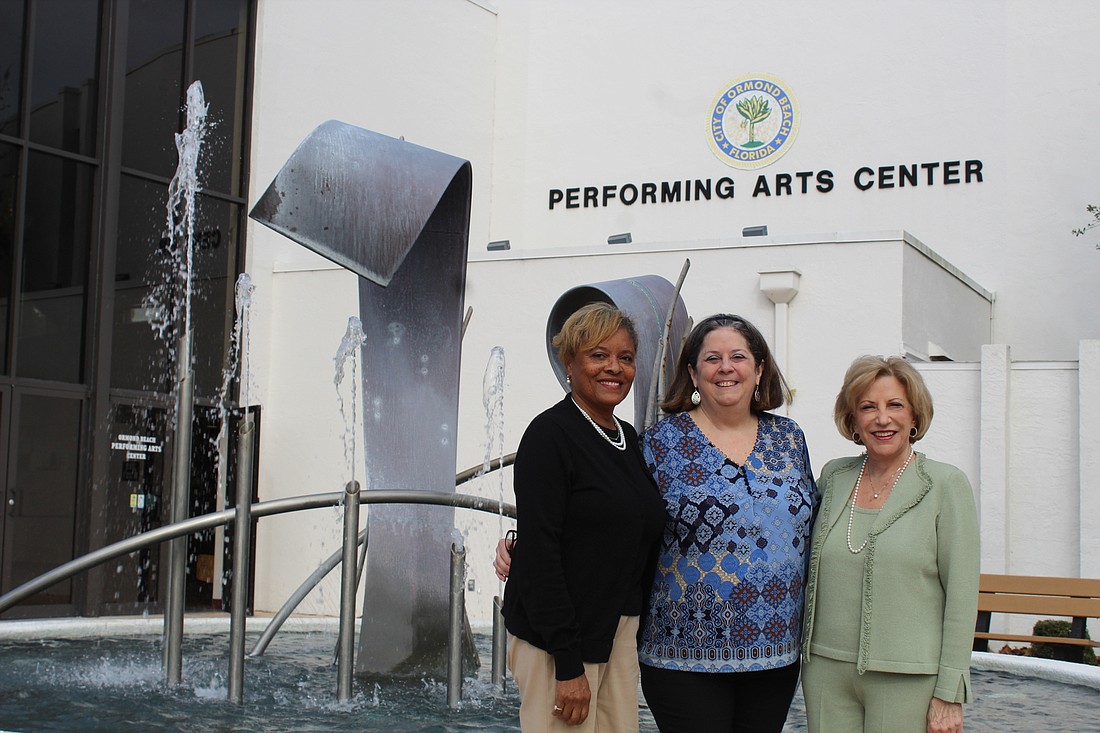 Guild President Gerri Wright-Gibson, Society President Cathy Bauerle and Chairperson Kathy Tompros smile in anticipation of "Dancing For Dreams" at the Ormond Beach Performing Arts Center. Photo by Jarleene Almenas