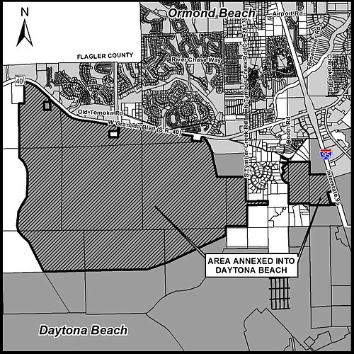 These shaded areas were annexed into Daytona Beach in 2002. Courtesy image