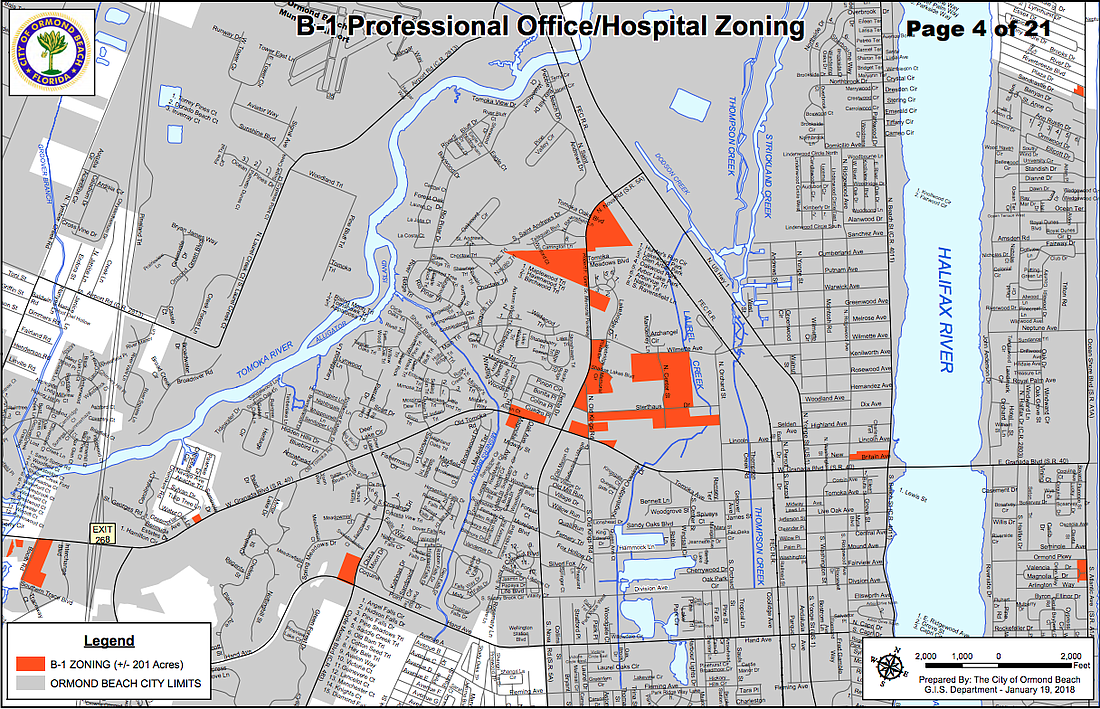 Medical marijuana dispensaries are currently allowed in B-1 zoning. Map courtesy of the city of Ormond Beach