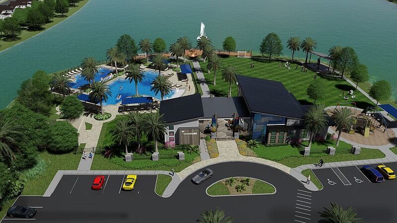 The community center will be an indoor-outdoor venue on Lake Mosaic as shown in this artist rendering.