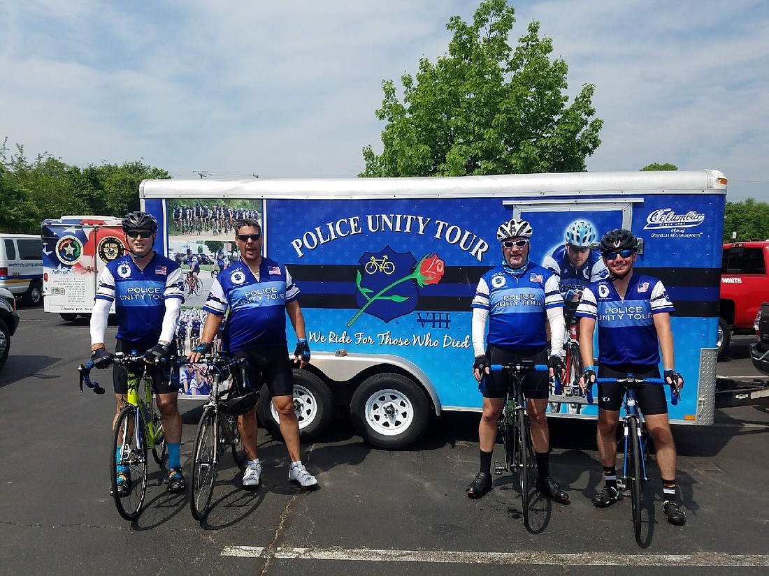 OBPD Sgt. Mike Pavelka, Capt. Chris Roos, Chief Jesse Godfrey and Cpl. Josh DeLong during the 2018 Police Unity Tour. Courtesy photo