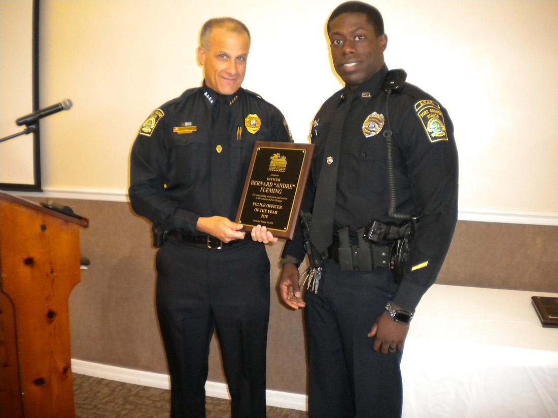 Port Orange Police Chief Thomas Grimaldi and officer Andre Fleming. Photo by Tanya Russo