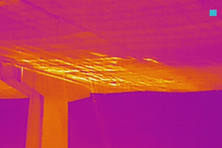 Thermal imaging was used to locate the fire, which was under tarps on the bridge. Courtesy image