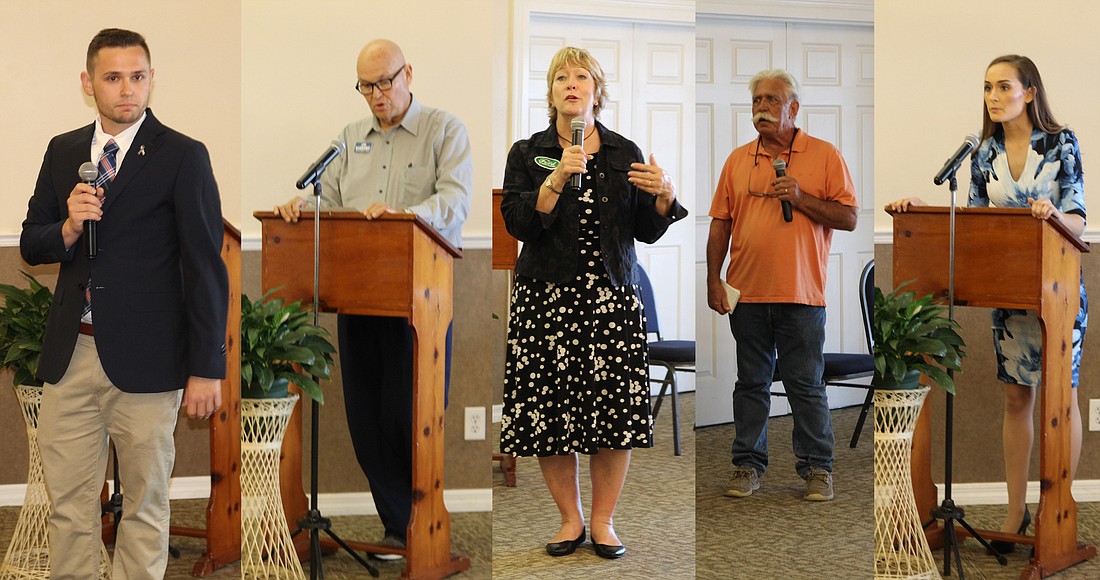 Port Orange City Council Candidates Jonathan Foley, Lee Barreiro, Marilyn Ford, Paul Rozar and Samantha Weaver. Photos by Tanya Russo