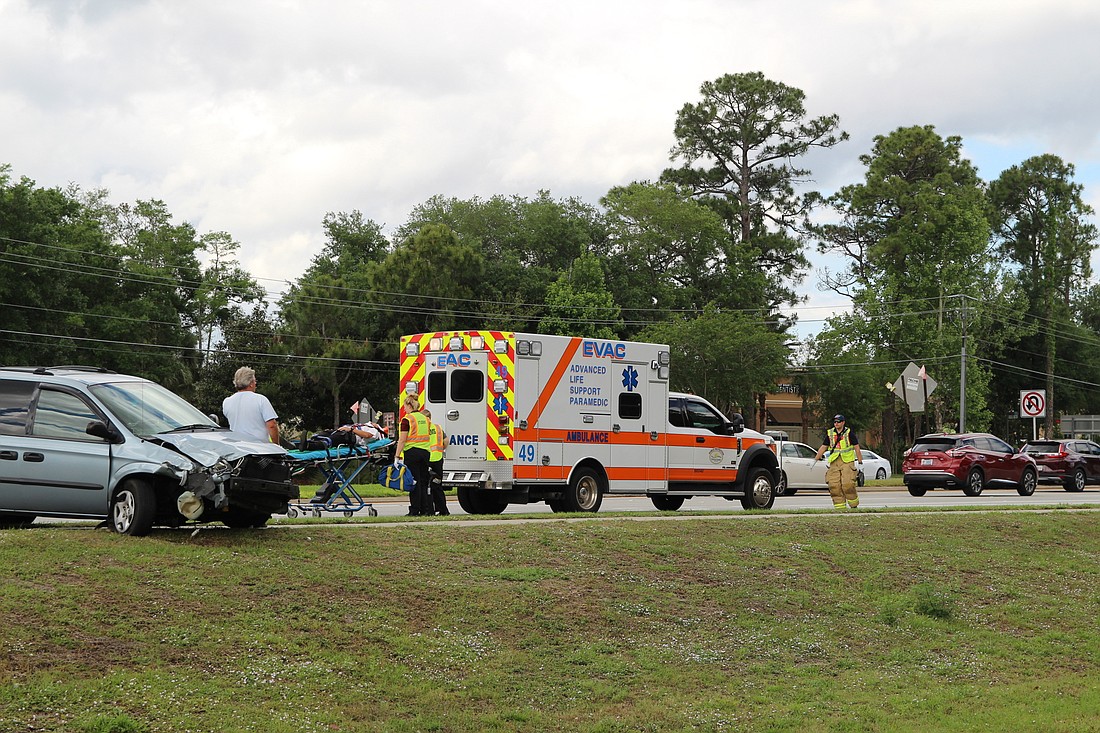 Alan Grisetti, of Daytona Beach,  was transported to Halifax Health Medical Center with non-life threatening injuries. Photo by Tanya Russo