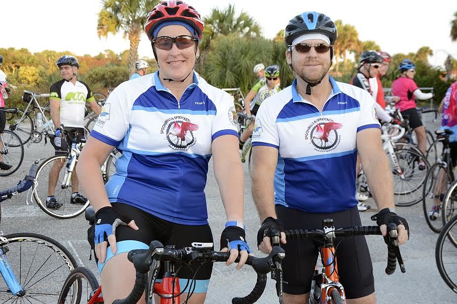 (Photo by Anastasia Pagello) Sandra Widham and Rick Moisio participated together in the 4th-annual Spoonbills & Sprockets Cycling Tour.