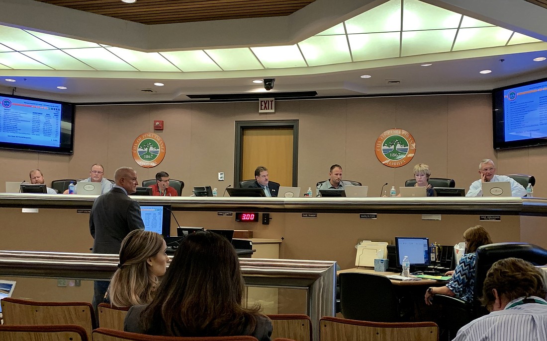 Port Orange City Manager Jake Johansson explains components within the Capital Improvement Plan to the council and audience in the workshop on Tuesday, June 25. Photo by Caroline Smith