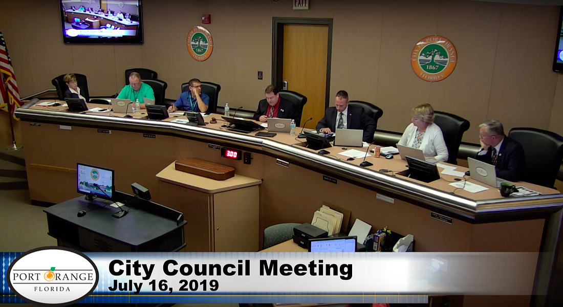 A still of the City Council meeting on July 16.