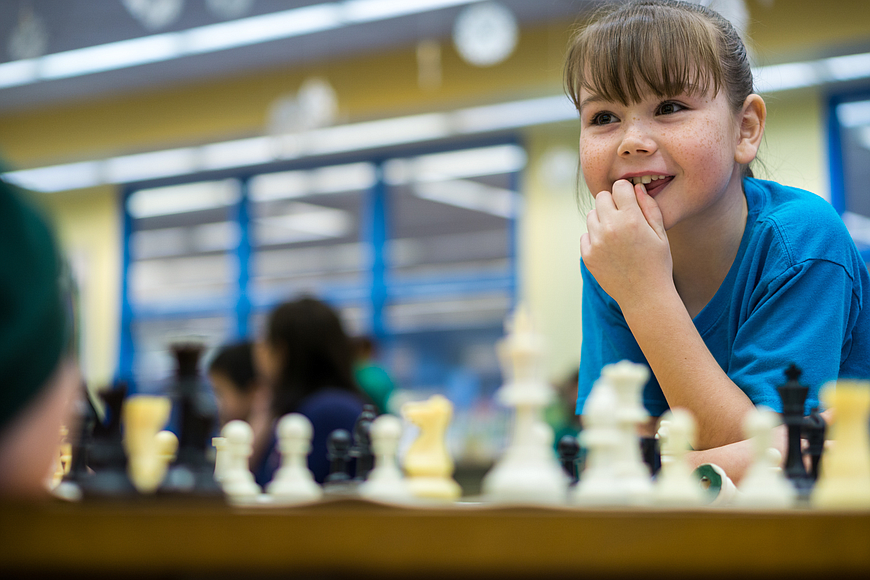  Tatiana McMains during chess club in 2018. File photo by Zach Fedewa