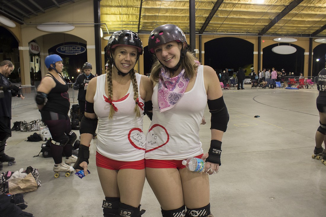Carla Owens (Holy Scrap) and Alyssa Roscoe (Princess Leia U Out): Derby wives for life (Photo by Emily Blackwood).