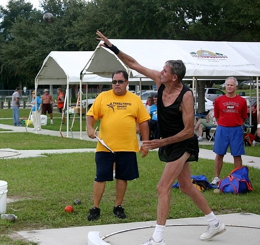 Buzz Porter competed in the shot put at the Tampa Games.
