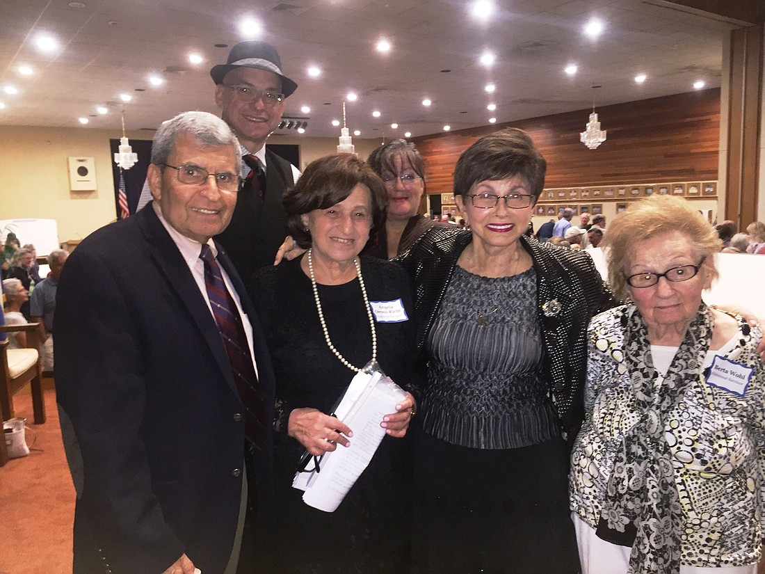 Shown are Howard Pranikoff, president, Jewish Federation of Volusia and Flagler Counties; Angela Orosz, Auschwitz survivor; Gloria Max, executive director; and Berta Wohl, 95, the oldest Holocaust survivor at the ceremony. Courtesy photo.