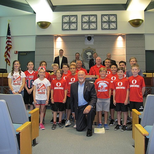 Ormond Beach Sandcrabs Football and Cheer was honored by the city for their academic achievements.Courtesy photos