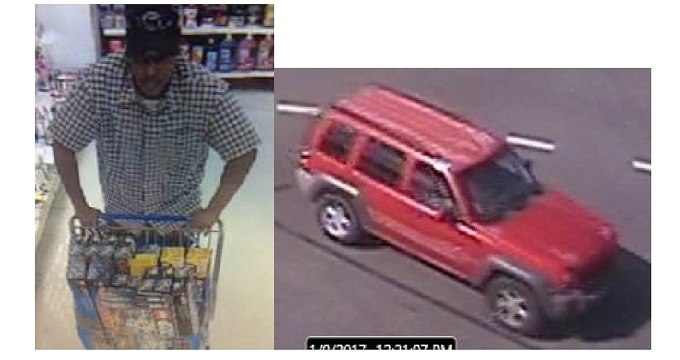 A suspected shoplifter leaves a store with LEGO toys.  Photo courtesy Ormond Beach Police Department