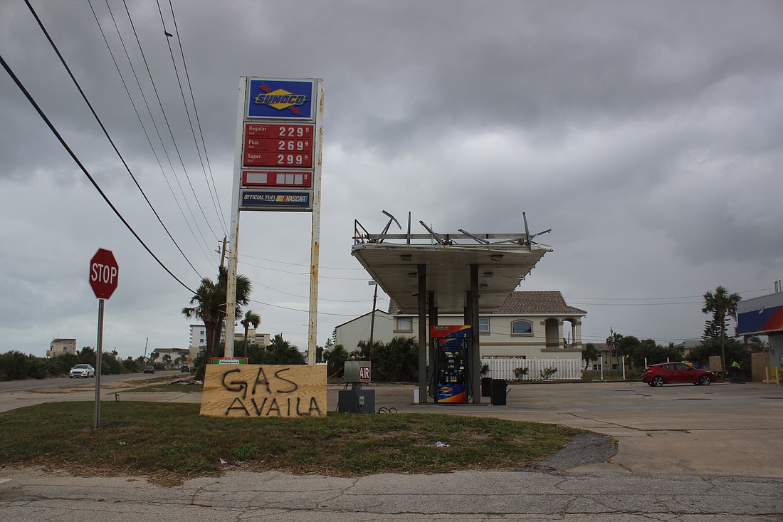 A gas station in Ormond-by-the-Sea had some exterior damage, but still has gas (Photos by Emily Blackwood).