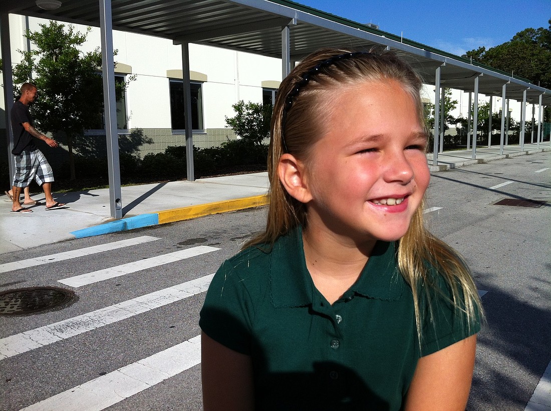 Bunnell Elementary second-grader Kylee Bertha was one of 13,000 students to begin school today.