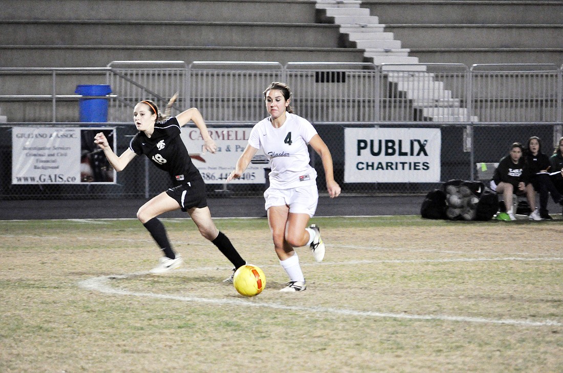 Flagler Palm Coast senior Miranda Campbell streaks down the field Friday, Jan. 20, in the District 2-5A championship against Spruce Creek.