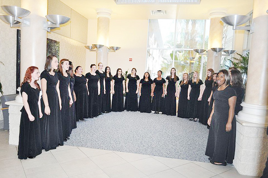 Approximately 25 students from the Flagler Palm Coast High School chorus performed a cappella songs at Florida Hospital Flagler.