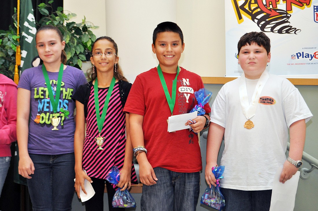 Bunnell Elementary SchoolÃ¢â‚¬â„¢s Tropicana speech winners include Anisa Zwolinski, Selena Munoz, Michael Pierre and Alex Skrypek. PHOTO BY SHANNA FORTIER