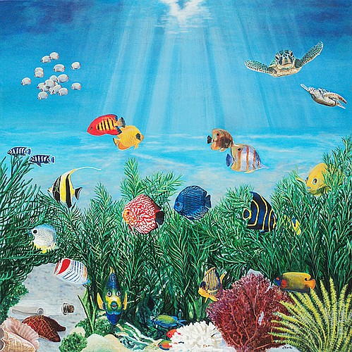 Karen NevelÃ¢â‚¬â„¢s Ã¢â‚¬Å“Message in a BottleÃ¢â‚¬Â is a 48-by-48-inch acrylic painting.