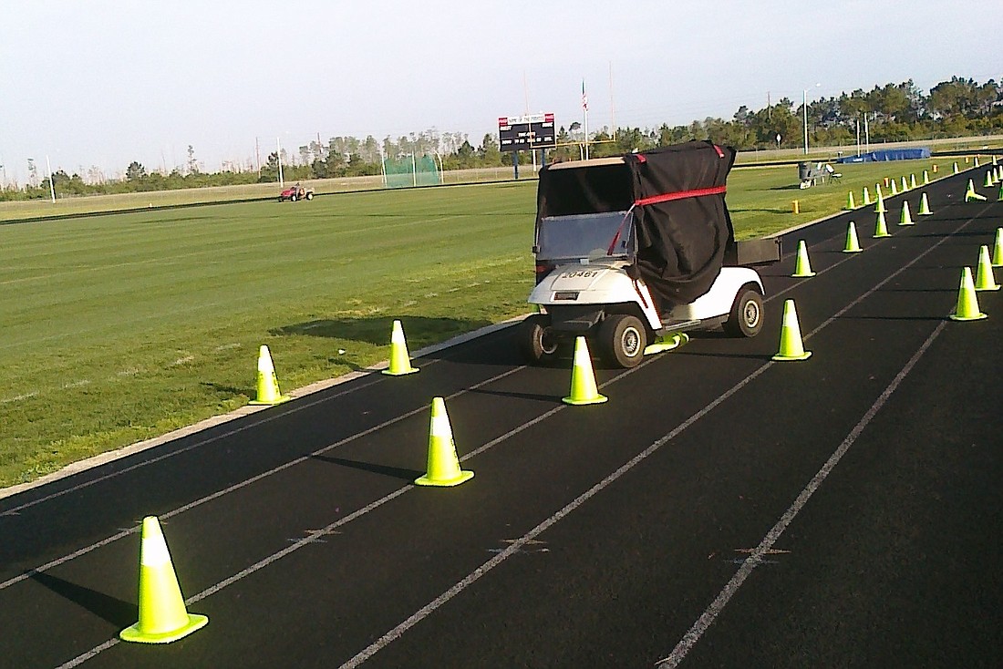 The students drove around the track as if they were impaired, replicating what could happen after prom.