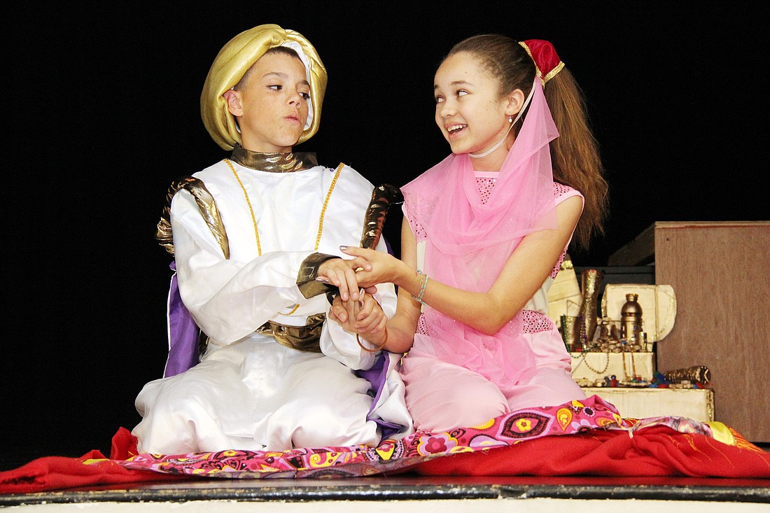 Aladdin, played by Kyle Jestes, and Jasmine, played by Christina Goodin. PHOTOS BY SHANNA FORTIER