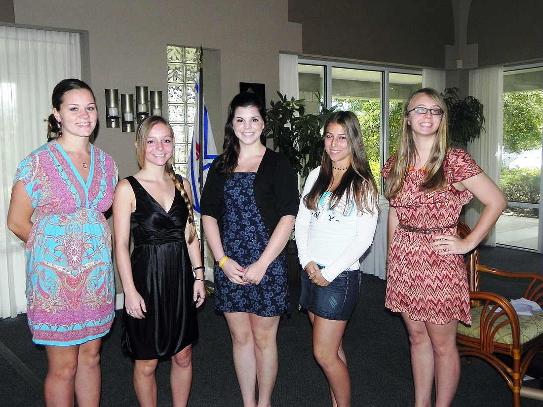 Scholarship recipients Nicole Goldberg, Jerica Trotter, Julianne Tyrone, Ashley Pelose and Amanda Wilson. COURTESY PHOTO