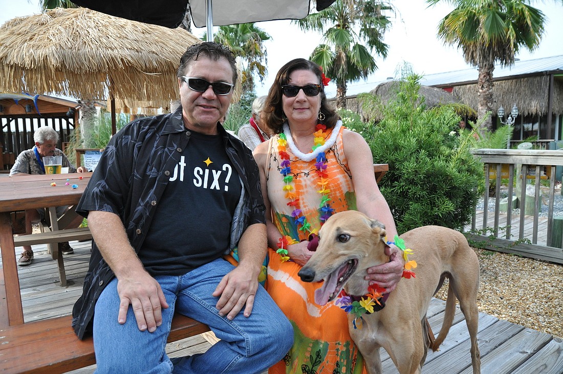 Mike and Lynn Spanik and their greyhound, Higgins