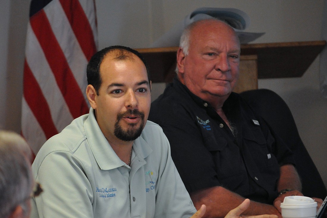 City Councilman Jason DeLorenzo (left) and Mayor Jon Netts were in support of a $5 garage sale permit. A final vote will take place Sept. 4. FILE PHOTO