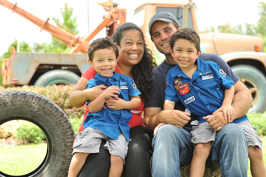 Enzo, 3, and Angelo, 4, with their parents, Amanda and Jimmy McGovern COURTESY PHOTOS BY A.J. NESTE