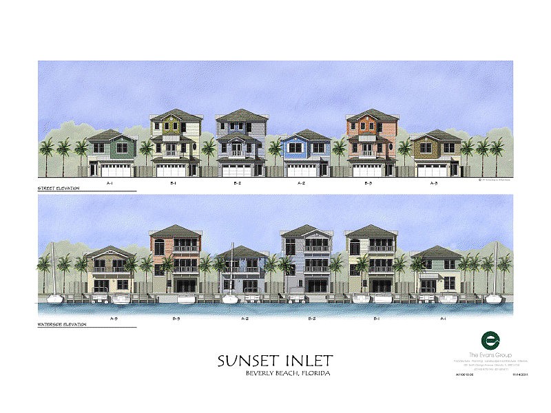 This drawing shows what homes in the Sunset Inlet development will look like when the project is completed.