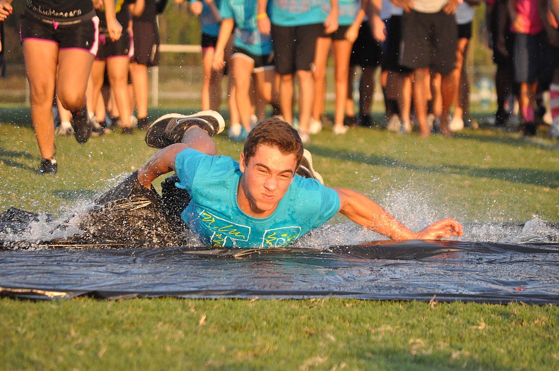 Michael Edmonds-Ehman is the first student up for the team, IB Winners, at the 2012 Insanity Games, held at Flagler Palm Coast High School.