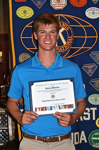 Evan Johnson is the October Senior of the Month for Matanzas High School.