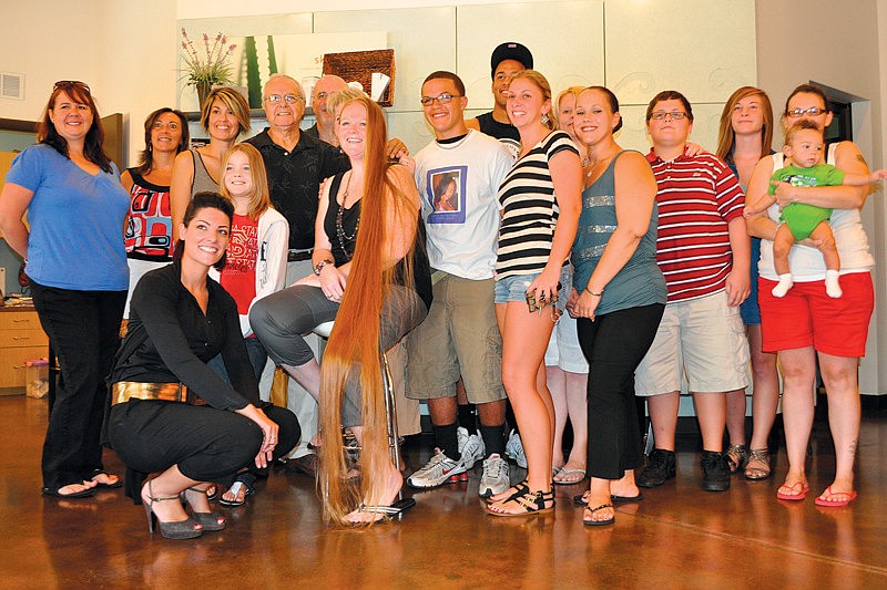 Friends and family were there to witness Marie Thompson's first haircut in 23 years.