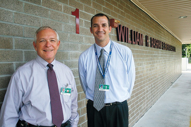 Dr. Ron Hirst, left, said Bashaw Elementary is in good hands under new Principal Joshua Bennett.