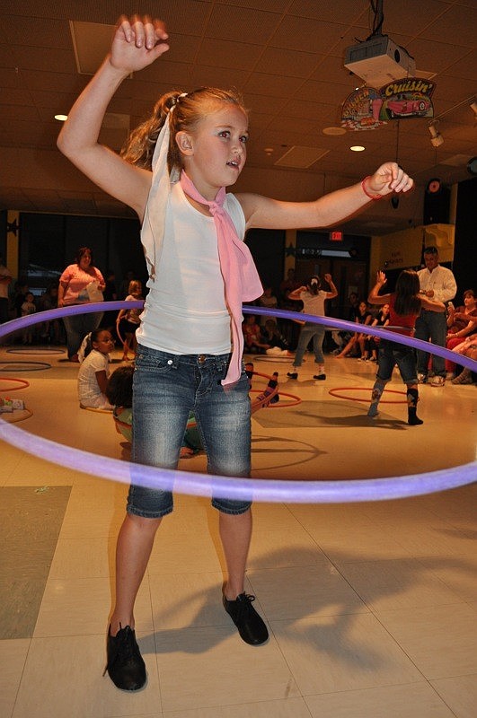 Eight-year-old Kali Reis was a finalist in the third-grade hula-hoop contest.