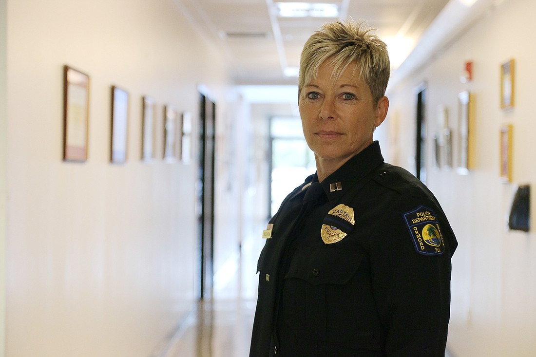 Ormond Beach Police Capt. Lisa Rosenthal stands in the halls she's spent the last 22 years working in. Photo by Jarleene Almenas