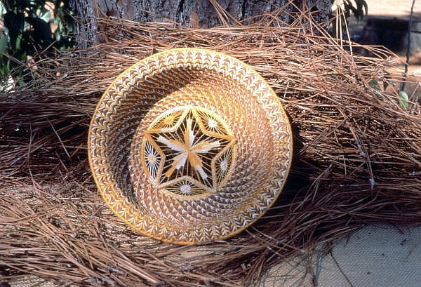 Learn pine needle basketry. Photo courtesy of Wikimedia Commons