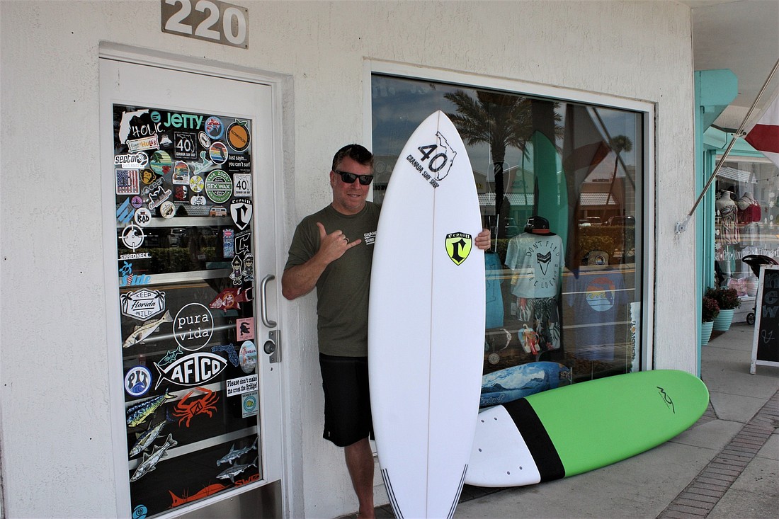 Dave Mongeau, owner of Granada Surf Shop, said foot traffic has picked up in recent years. Photo by Wayne Grant